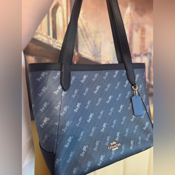 Coach Blue and Black Tote Bags with Monogram Pattern - Picture 1 of 7